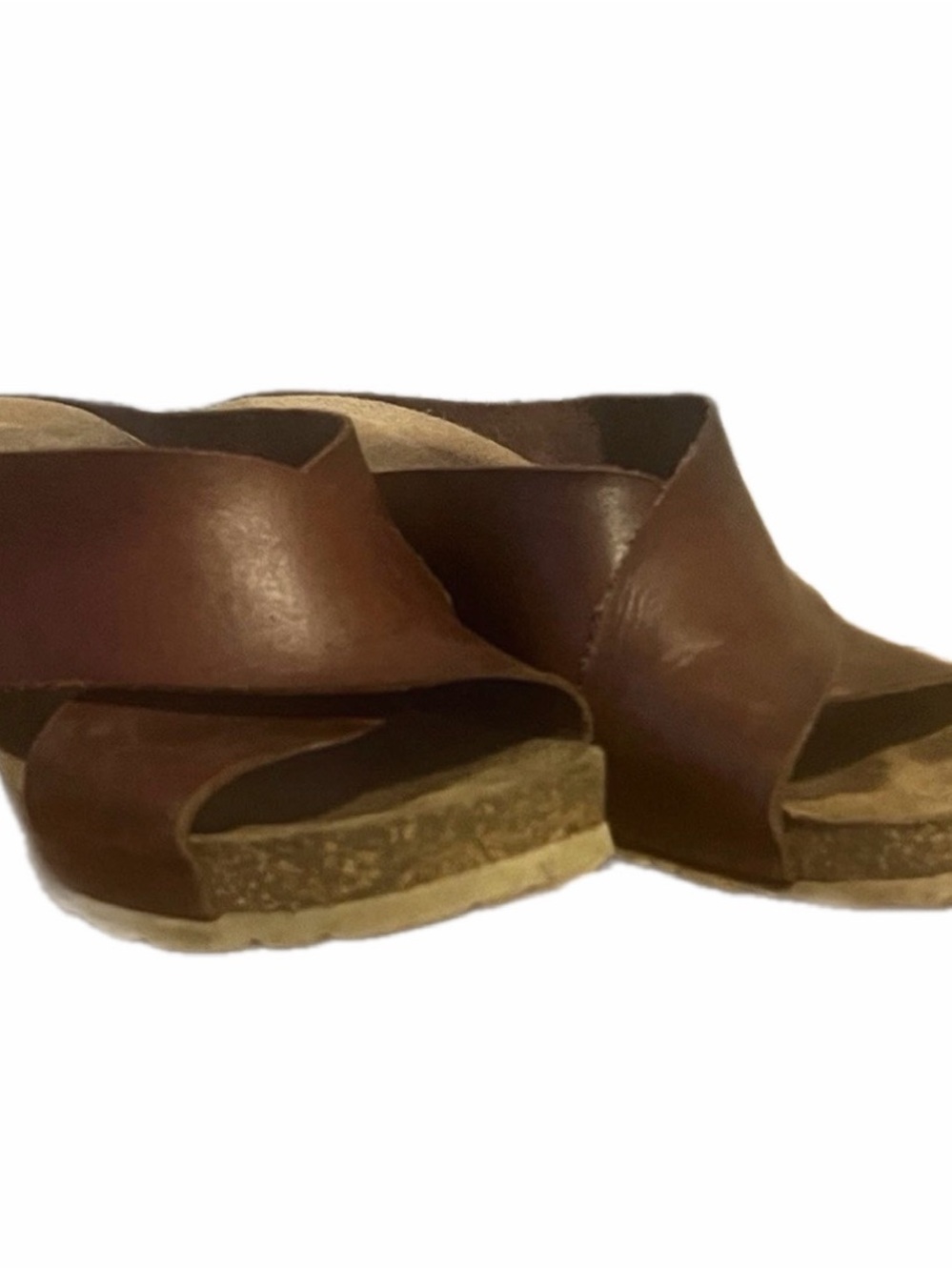 Women’s Brown Leather Slide Sandals Well Worn/Broke In for Superior Comfort 9W